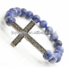 Diamante Cross Alloy Amitié Gemstone Sosalite Bracelet